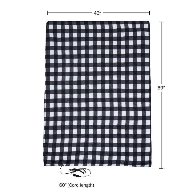 Stalwart Heated Blanket - 12-Volt Electric Blanket for Car, Truck, SUV, or RV - Portable Winter Car Accessories for Camping or Travel by Stalwart (Black Plaid) - Image 5